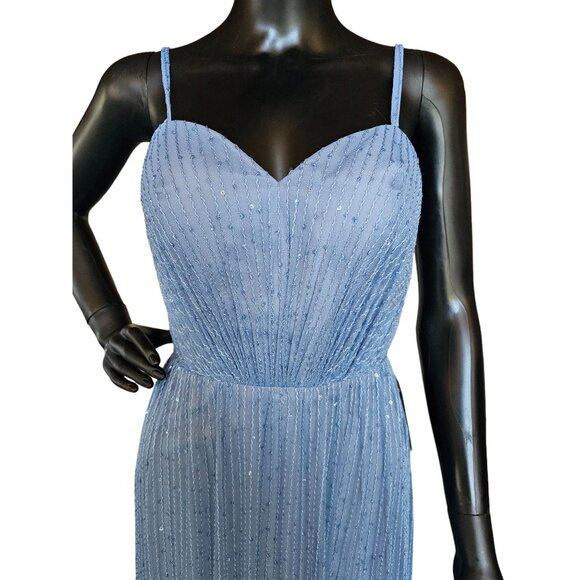 Bari Jay Blue Sequin Spaghetti Strap - Picture 2 of 4